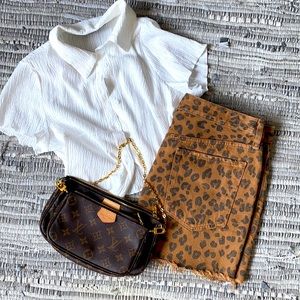 Abercrombie and Fitch Denim Leopard Print Skirt